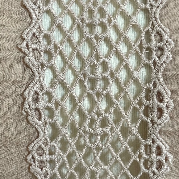 FREE PEOPLE Dusty Pink Cream Lace Trim  Boho Blouse Trendy Sleeve Cotton Gauze - Picture 10 of 15